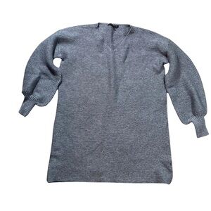 STACCATO Gray Long Puff Sleeve Vneck Sweater Tunic Size Medium